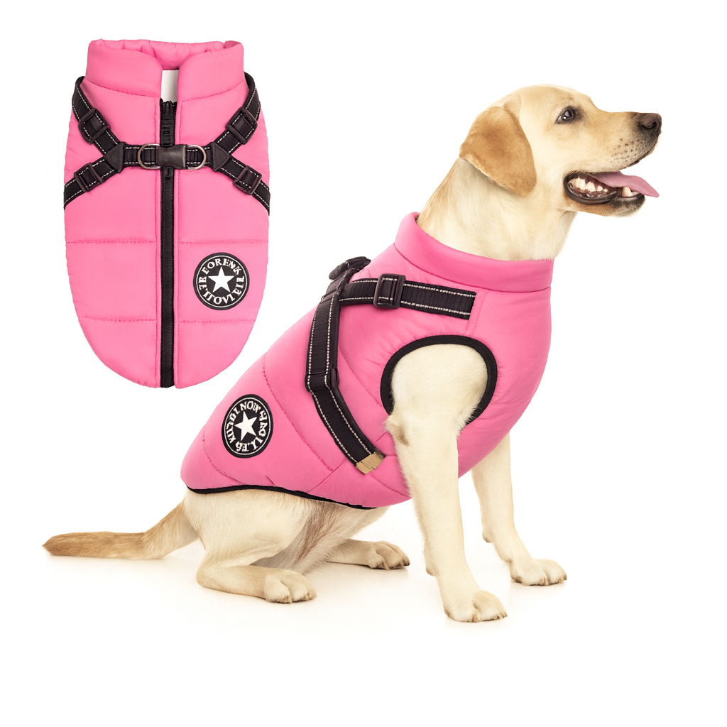 Pawcoolers -  Waterproof Winter Jacket with Built-in Harness