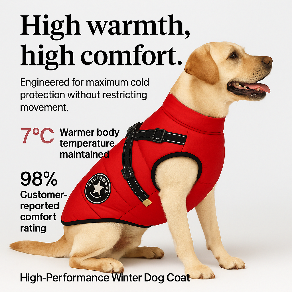 Pawcoolers -  Waterproof Winter Jacket with Built-in Harness