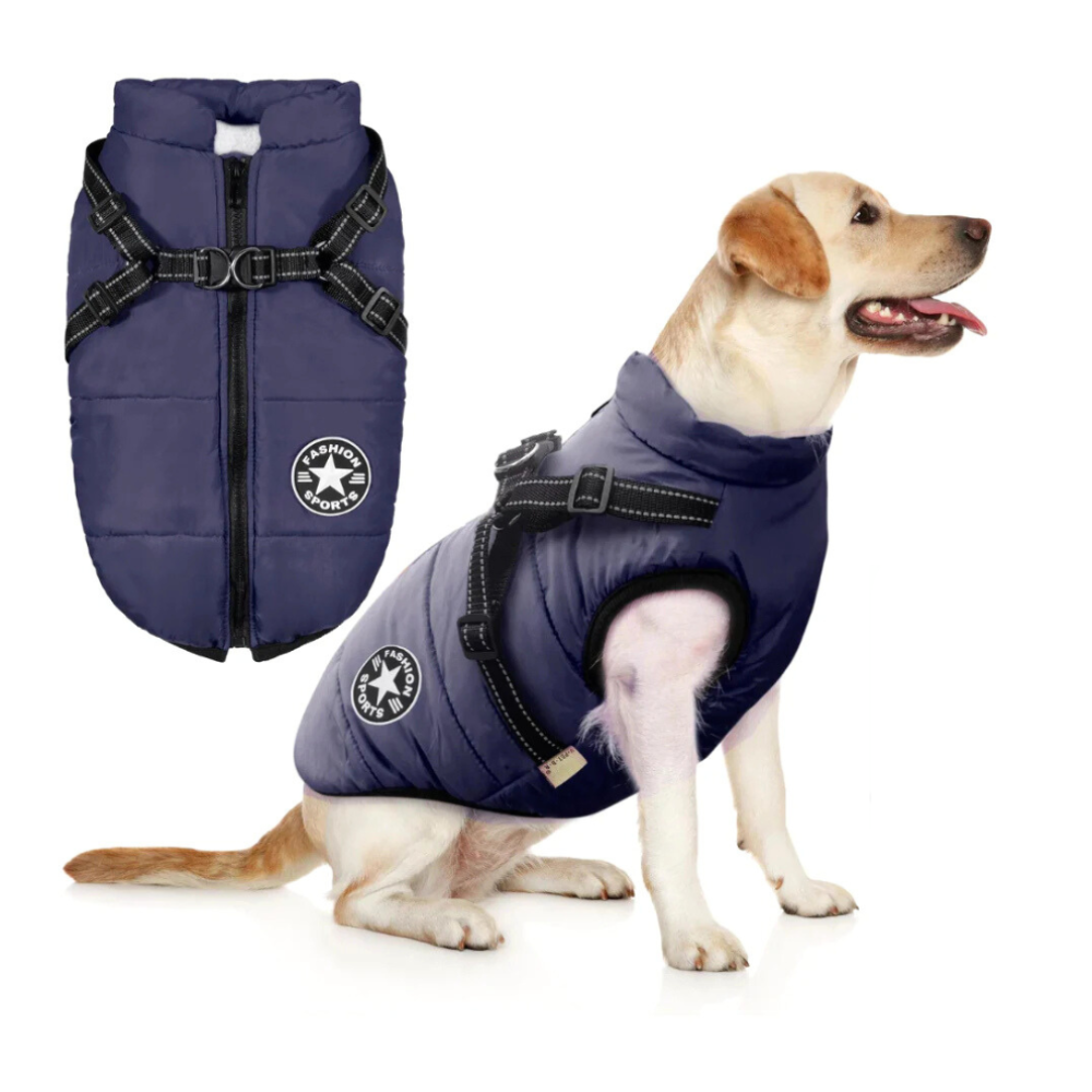 Pawcoolers -  Waterproof Winter Jacket with Built-in Harness