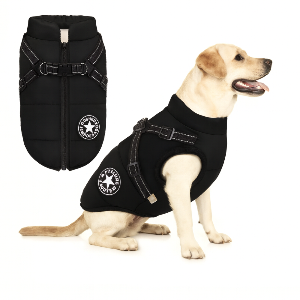 Pawcoolers -  Waterproof Winter Jacket with Built-in Harness